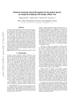 Debiased Automatic Speech Recognition for Dysarthric Speech via Sample
  Reweighting with Sample Affinity Test