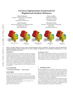 A Convex Optimization Framework for Regularized Geodesic Distances