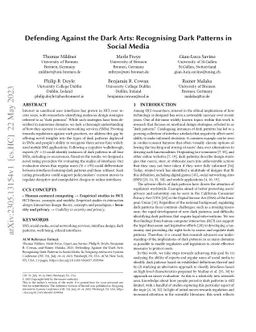 Defending Against the Dark Arts: Recognising Dark Patterns in Social
  Media