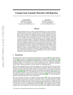 Unsupervised Anomaly Detection with Rejection