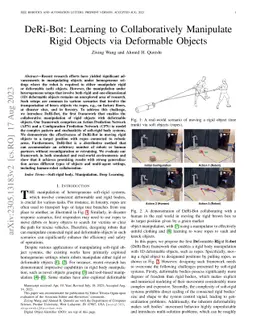 DeRi-Bot: Learning to Collaboratively Manipulate Rigid Objects via
  Deformable Objects