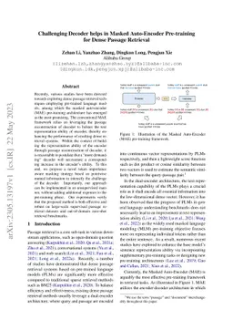 Challenging Decoder helps in Masked Auto-Encoder Pre-training for Dense
  Passage Retrieval