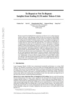 To Repeat or Not To Repeat: Insights from Scaling LLM under Token-Crisis