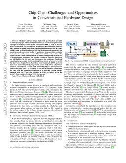 Chip-Chat: Challenges and Opportunities in Conversational Hardware
  Design