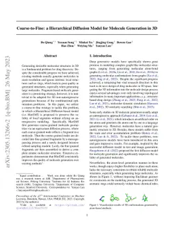 Coarse-to-Fine: a Hierarchical Diffusion Model for Molecule Generation
  in 3D