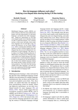 How do languages influence each other? Studying cross-lingual data
  sharing during LM fine-tuning