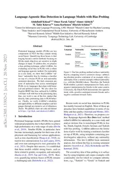 Language-Agnostic Bias Detection in Language Models with Bias Probing