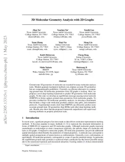 3D Molecular Geometry Analysis with 2D Graphs