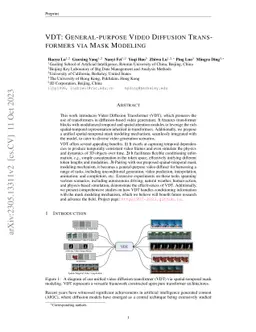 VDT: General-purpose Video Diffusion Transformers via Mask Modeling