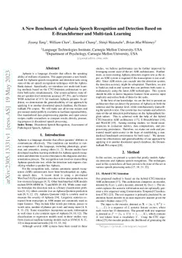 A New Benchmark of Aphasia Speech Recognition and Detection Based on
  E-Branchformer and Multi-task Learning