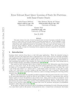 Error-Tolerant Exact Query Learning of Finite Set Partitions with
  Same-Cluster Oracle