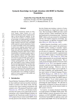 Syntactic Knowledge via Graph Attention with BERT in Machine Translation