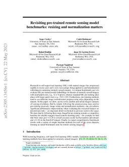 Revisiting pre-trained remote sensing model benchmarks: resizing and
  normalization matters