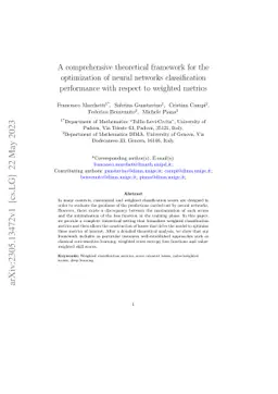 A comprehensive theoretical framework for the optimization of neural
  networks classification performance with respect to weighted metrics