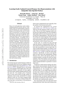 Learning Easily Updated General Purpose Text Representations with
  Adaptable Task-Specific Prefixes