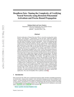 DeepBern-Nets: Taming the Complexity of Certifying Neural Networks using
  Bernstein Polynomial Activations and Precise Bound Propagation