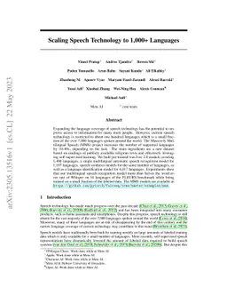 Scaling Speech Technology to 1,000+ Languages