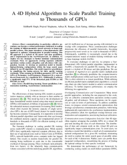 A 4D Hybrid Algorithm to Scale Parallel Training to Thousands of GPUs