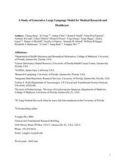 A Study of Generative Large Language Model for Medical Research and
  Healthcare