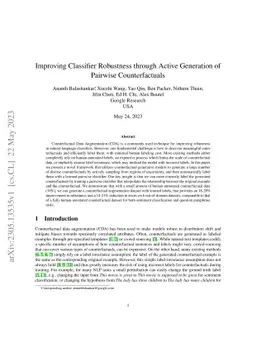 Improving Classifier Robustness through Active Generation of Pairwise
  Counterfactuals