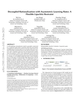 Decoupled Rationalization with Asymmetric Learning Rates: A Flexible
  Lipschitz Restraint