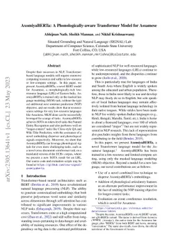 AxomiyaBERTa: A Phonologically-aware Transformer Model for Assamese