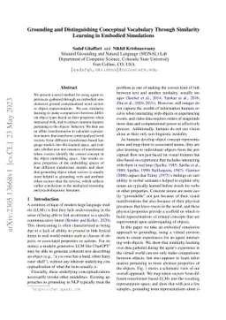 Grounding and Distinguishing Conceptual Vocabulary Through Similarity
  Learning in Embodied Simulations