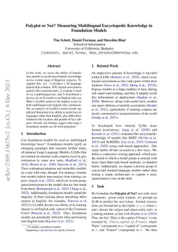Polyglot or Not? Measuring Multilingual Encyclopedic Knowledge in
  Foundation Models