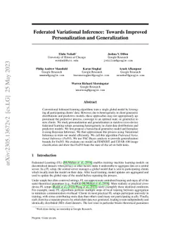 Federated Variational Inference: Towards Improved Personalization and
  Generalization