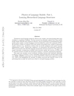 Physics of Language Models: Part 1, Learning Hierarchical Language Structures