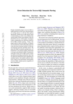 Error Detection for Text-to-SQL Semantic Parsing