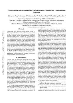 Detection of Cross-Dataset Fake Audio Based on Prosodic and
  Pronunciation Features