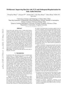 TO-Rawnet: Improving RawNet with TCN and Orthogonal Regularization for
  Fake Audio Detection