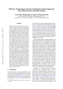 PIEClass: Weakly-Supervised Text Classification with Prompting and
  Noise-Robust Iterative Ensemble Training