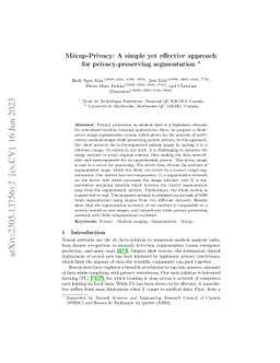 Mixup-Privacy: A simple yet effective approach for privacy-preserving
  segmentation