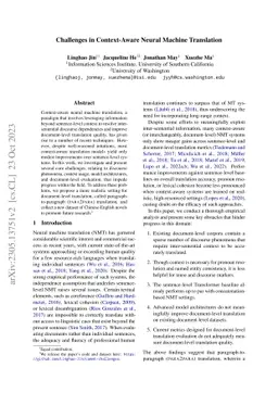 Challenges in Context-Aware Neural Machine Translation