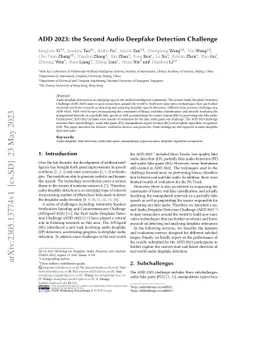 ADD 2023: the Second Audio Deepfake Detection Challenge