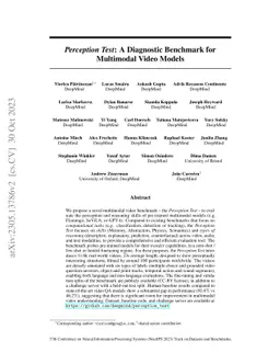 Perception Test: A Diagnostic Benchmark for Multimodal Video Models