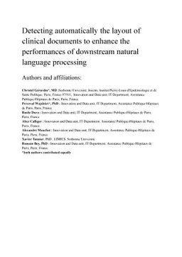 Detecting automatically the layout of clinical documents to enhance the
  performances of downstream natural language processing