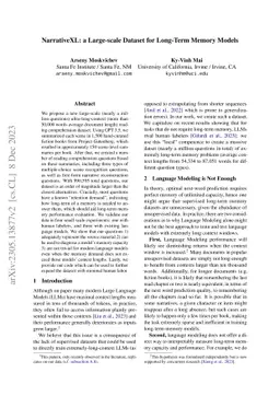 NarrativeXL: A Large-scale Dataset For Long-Term Memory Models