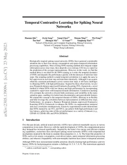 Temporal Contrastive Learning for Spiking Neural Networks