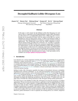 Decoupled Kullback-Leibler Divergence Loss