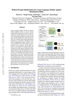 Robust Prompt Optimization for Large Language Models Against
  Distribution Shifts
