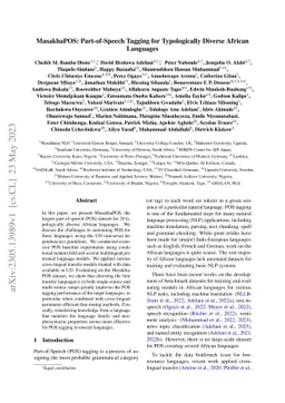 MasakhaPOS: Part-of-Speech Tagging for Typologically Diverse African
  Languages