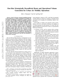 One-Shot Strategically Deconflicted Route and Operational Volume
  Generation for Urban Air Mobility Operations