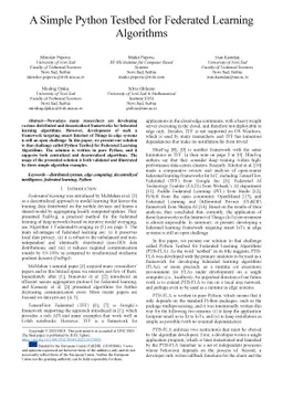 A Simple Python Testbed for Federated Learning Algorithms