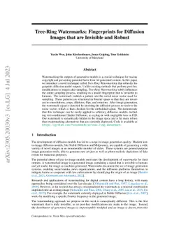 Tree-Ring Watermarks: Fingerprints for Diffusion Images that are
  Invisible and Robust
