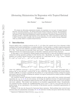 Alternating Minimization for Regression with Tropical Rational Functions
