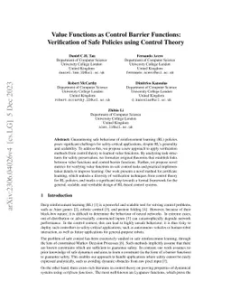 Value Functions are Control Barrier Functions: Verification of Safe
  Policies using Control Theory