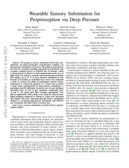 Wearable Sensory Substitution for Proprioception via Deep Pressure